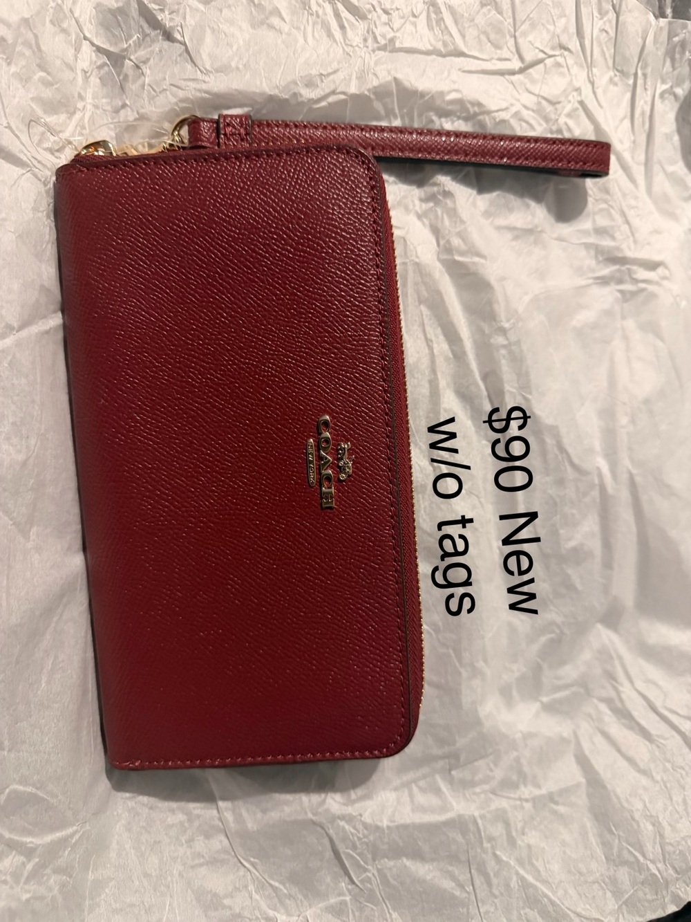 Coach Red Zip-Around Wristlet Wallet